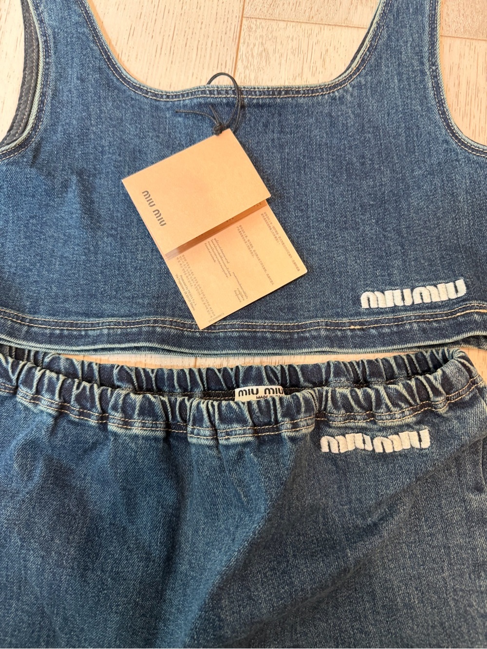 Miu Miu Dark Blue Denim Crop Tank and Mini Skirt Set - Picture 2 of 4